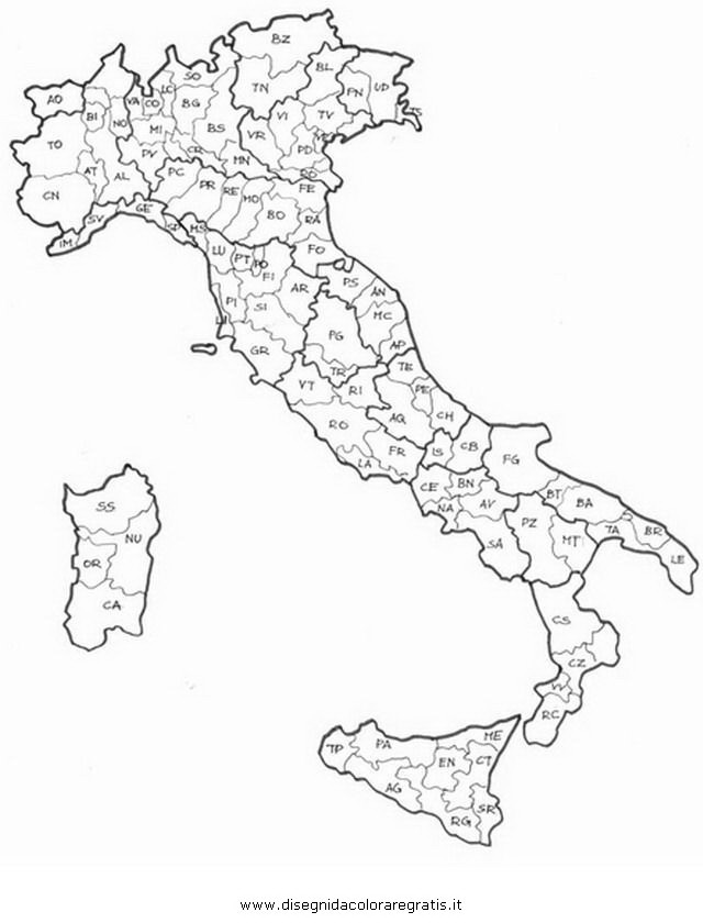 Cartina Italia Divisa In Regioni Da Stampare Disegni Da Colorare