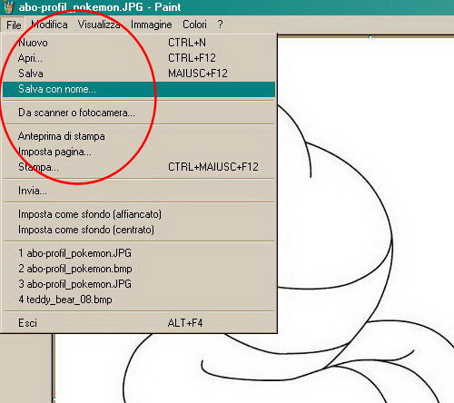 aprire il disegno con Paint
